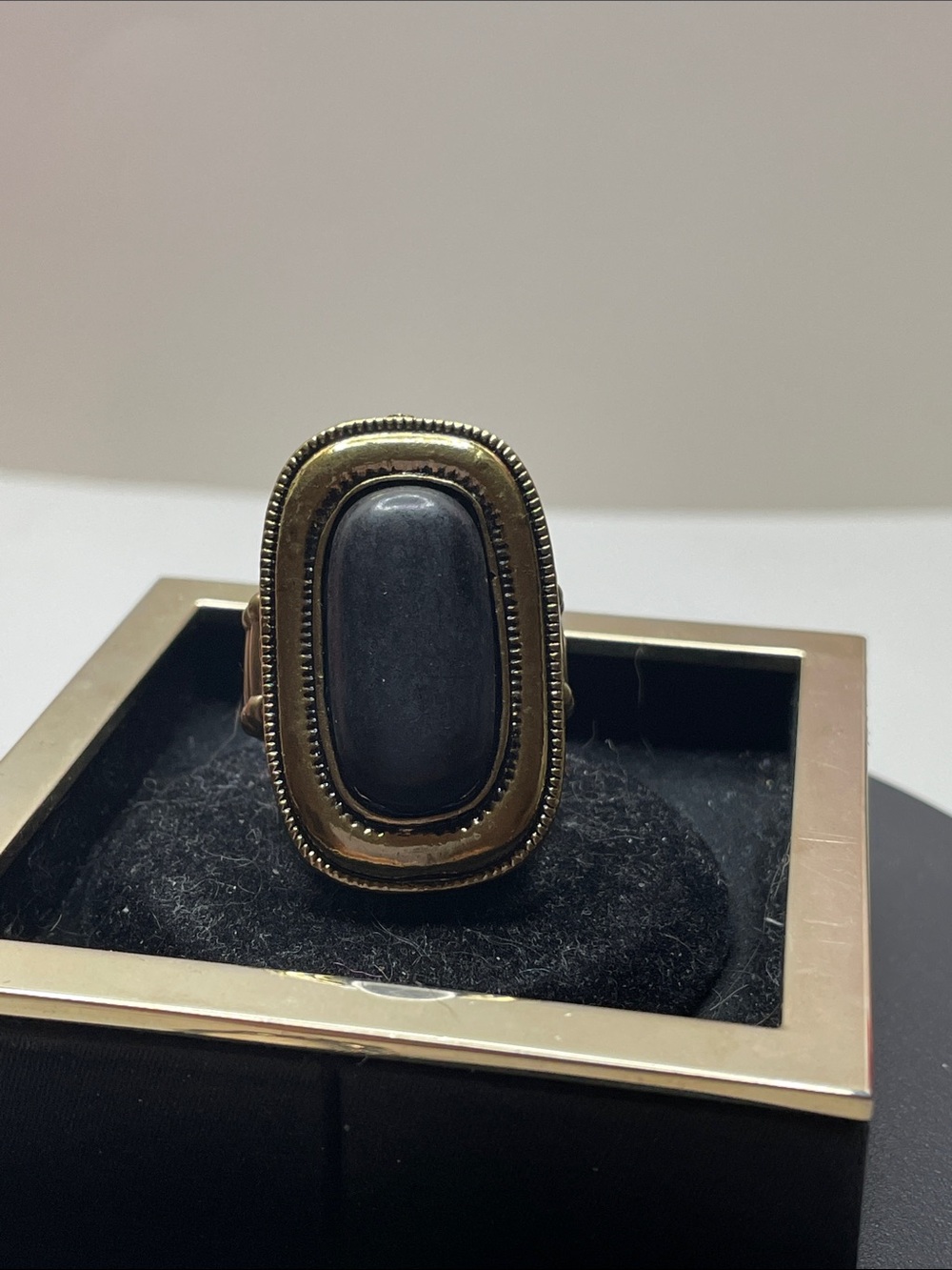 paparazzi Gold-Tone Ring with Black Oval Bead